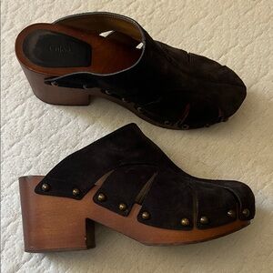 Chloe Brown Suede Women's Clogs